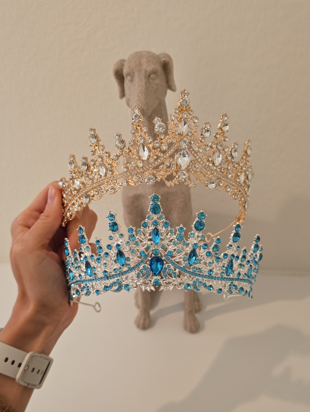 Nwt Set Elegant Tiara Crown Gold And Blue